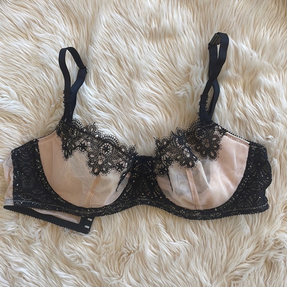Black & Nude Mesh Lace Underwire Bra